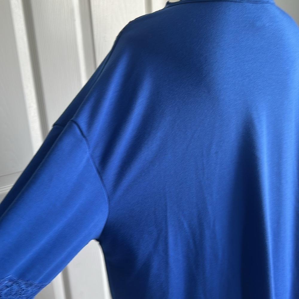 Moa Moa Royal Blue Lace Accent Blouse - Picture 5 of 7